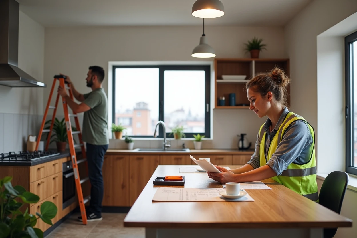 Instalación de luminaria en cocina